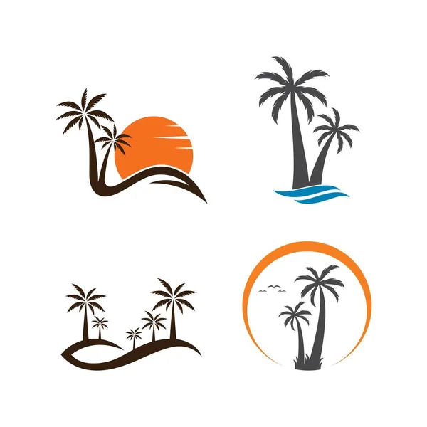 Palmera Logo Vector Icono Ilustración Diseño Gráficos Vectoriales