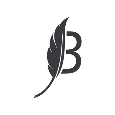 initial letter b with feather logo vector icon illustration design 