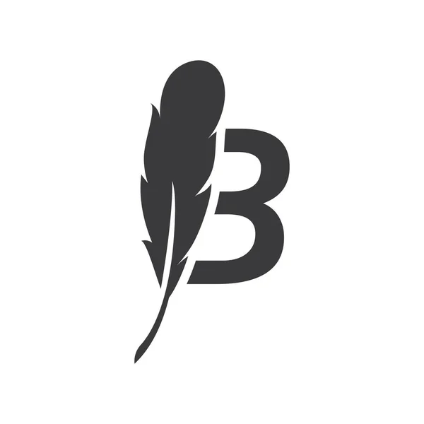 Initial Letter Feather Logo Vector Icon Illustration Design — Stok Vektör