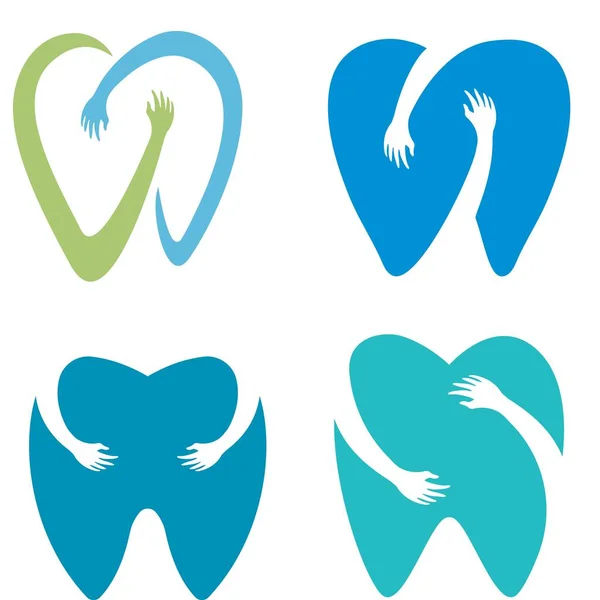 Dental Care Logo Hands Hugging Vector Icon Illustration Design — Stock Vector