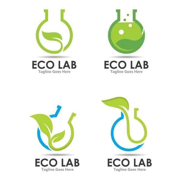 Eco Verde Laboratório Logotipo Vetor Ícone Ilustração Design — Vetor de Stock