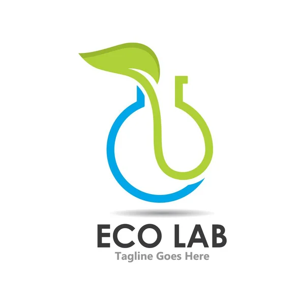Eco Verde Laboratório Logotipo Vetor Ícone Ilustração Design — Vetor de Stock