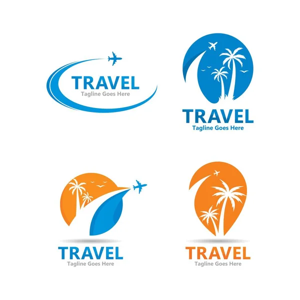 Ensemble Logo Voyage Pour Illustration Icône Vectorielle Agence Voyage — Image vectorielle