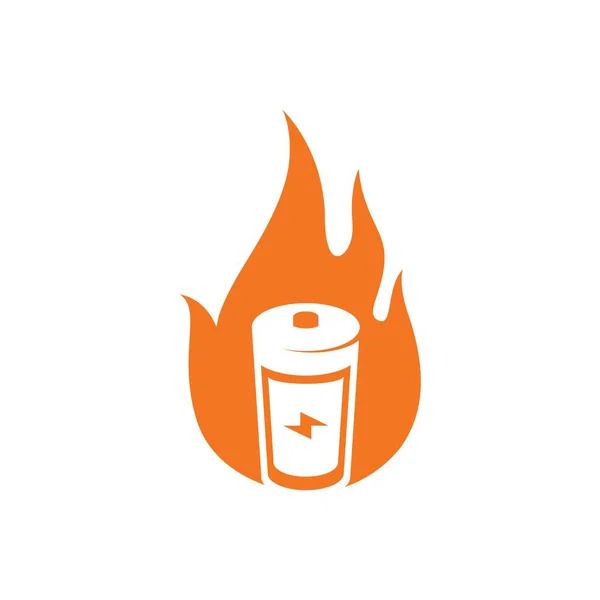 Σημάδι Της Μπαταρίας Στο Σχεδιασμό Εικονίδιο Διάνυσμα Λογότυπο Φωτιά Εικόνα — Διανυσματικό Αρχείο
