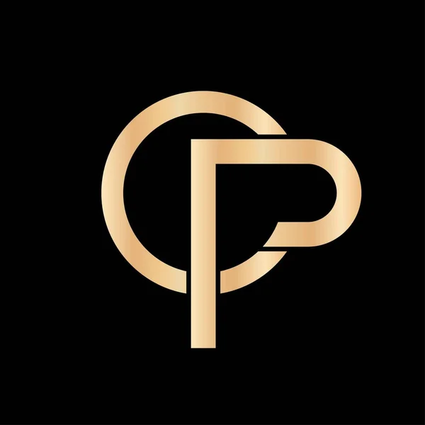 Initial Golden Letter Logo Vector Icon Illustration Black Background Design — Stock Vector