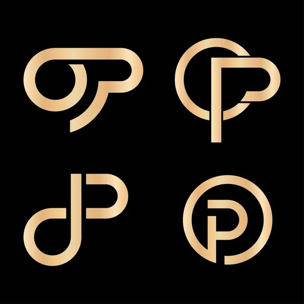 Siyah Arkaplan Tasarımı Üzerine Ilk Altın Operasyon Harfi Logo Vektör — Stok Vektör