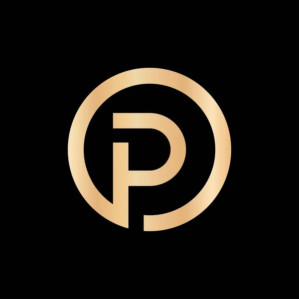 Initial Golden Letter Logo Vector Icon Illustration Black Background Design — Stock Vector