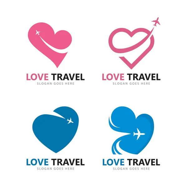 Amor Viaje Logo Vector Icono Plantilla Diseño — Vector de stock