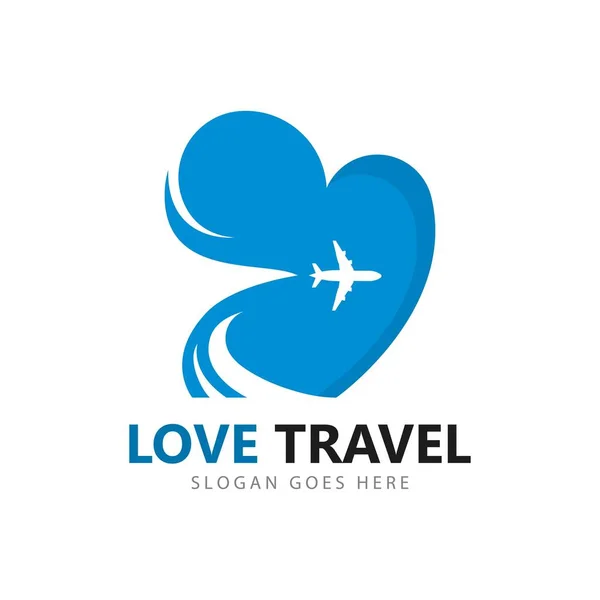Amor Viaje Logo Vector Icono Plantilla Diseño — Archivo Imágenes Vectoriales