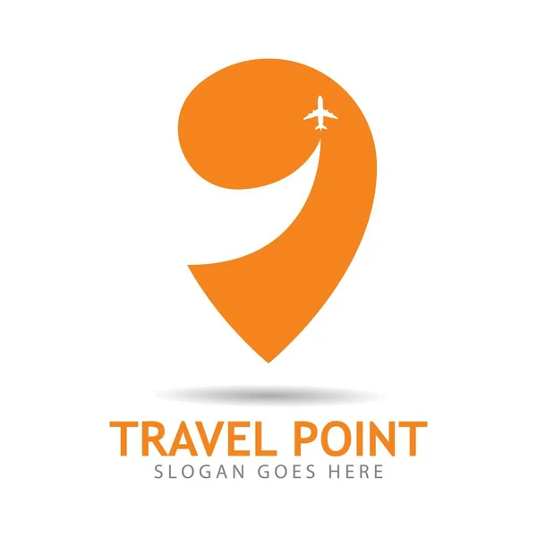 Logo Punktu Podróży Połączeniu Ikoną Wektora Lokalizacji Ikona Ilustracji Projektu — Wektor stockowy