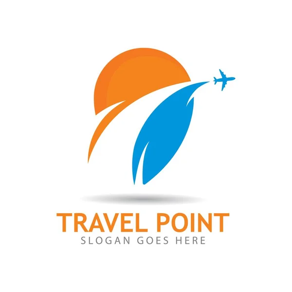 Logo Punktu Podróży Połączeniu Ikoną Wektora Lokalizacji Ikona Ilustracji Projektu — Wektor stockowy