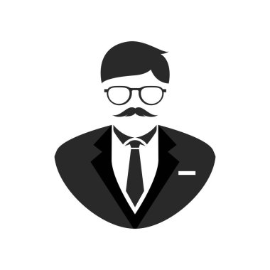 Gözlük vektör simgesi takan iş adamı sembolü basit illüstrasyon tasarımı 