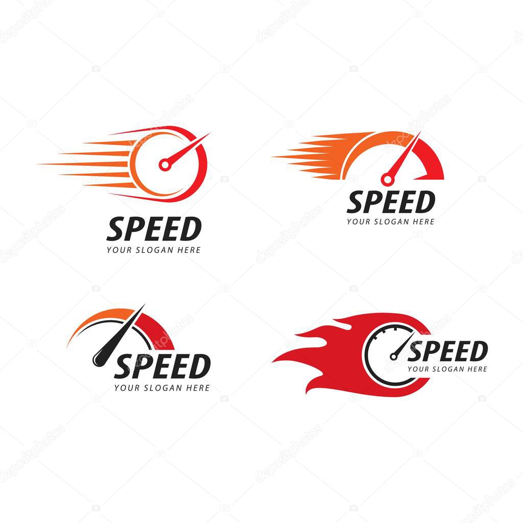 Speed logo faster template vector icon illustration design