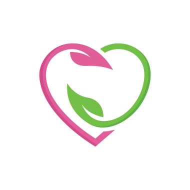 Eko aşk logosu, Doğa logosu logo konsepti ikon tasarımı 