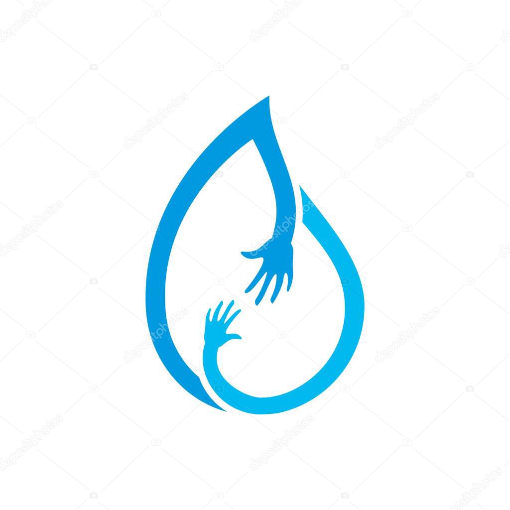 Water care logo, water donation vector icon illustration design