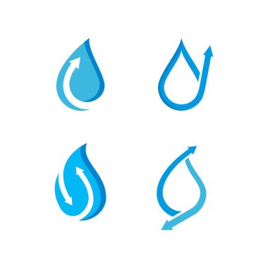 mavi su damlası ok logo vektör simgesi tasarımı ile birleştirildi 
