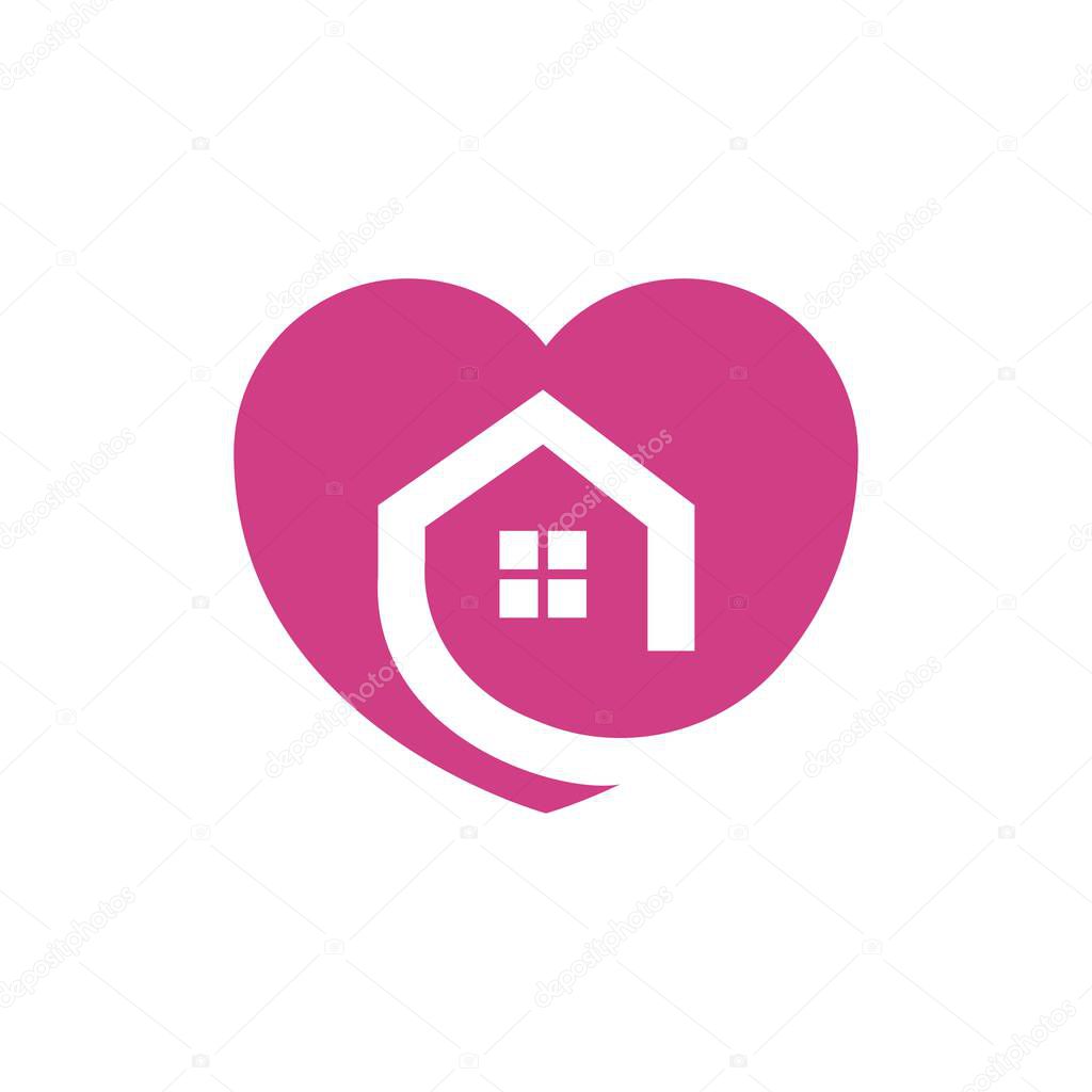 Love home, home care, logo simple icon illustration design