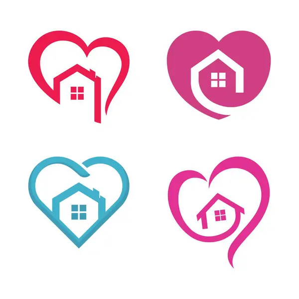 Liefde Huis Home Care Logo Eenvoudige Pictogram Illustratie Ontwerp Rechtenvrije Stockvectors