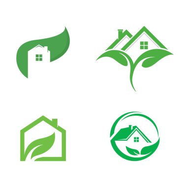 Çevre dostu ev logosu vektör illüstrasyon tasarımı