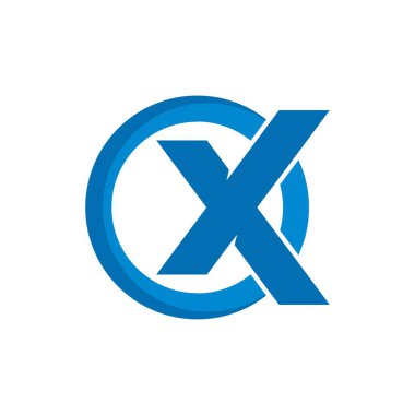 x harfi logo vektör tasarımı. X harfi logosu işareti, mavi x harfi simgesi konsept çizim tasarımı. 