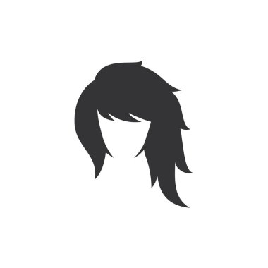 Kadınlar saç silueti logo vektör simgesi. Güzellik simgesi:.