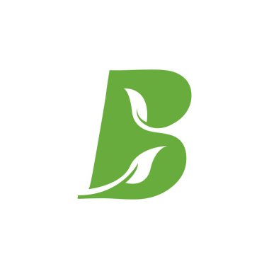 b yeşil doğa logo vektör çizim tasarımı işareti 