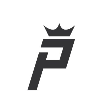 taçlandırılmış p harfi logo vektör illüstrasyon tasarımı 