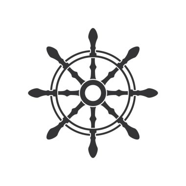Gemi tekeri logo vektör çizimi tasarımı