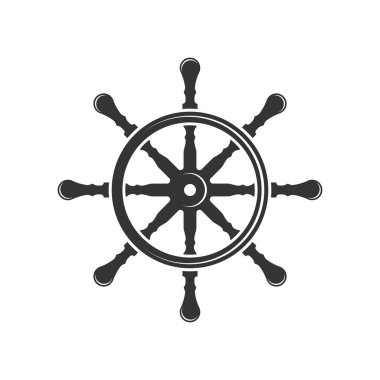 Gemi tekeri logo vektör çizimi tasarımı