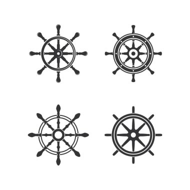 Gemi tekeri logo vektör çizimi tasarımı