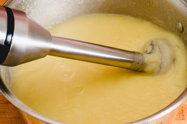 Рецепт Супу Селери Вершковим Очищенням Змішані Овочі Сковороді Крупним Планом — стокове фото