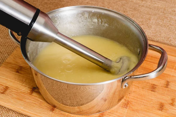 Cremig Pürierte Sellerie Suppe Rezept Mischgemüse Wie Sellerie Kartoffeln Zwiebeln — Stockfoto