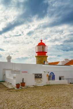 Sagres, Portekiz - 29 Aralık 2023. Sagres, Algarve 'deki Cabo Sao Vicente Deniz Feneri