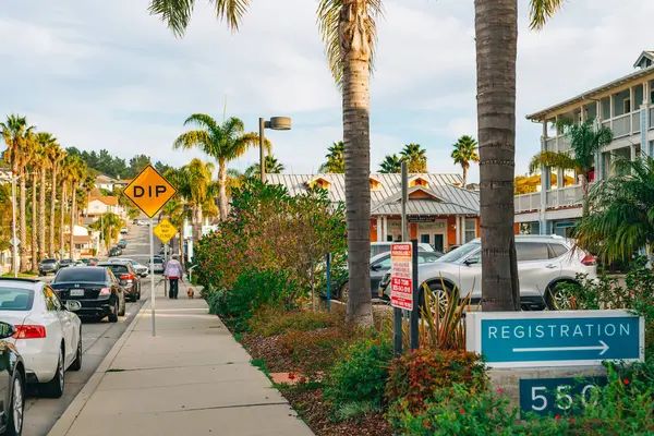 Avila Beach, California, USA - February 2, 2023 Avila Beach is an amazing small town in Central California Coast with beach hotels, restaurants, shops, activities, fishing, events, and more.