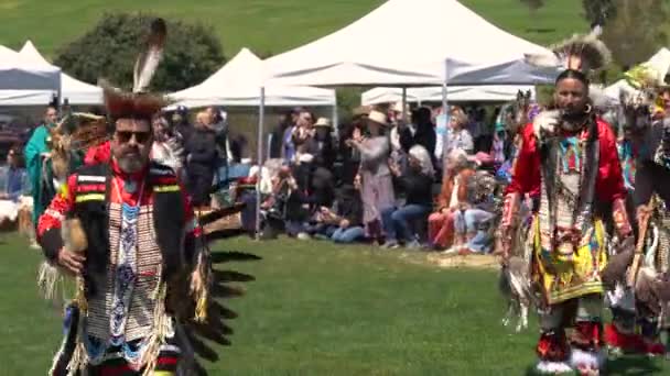 Malibu California April 2024 Chumash Day Pow Wow Inter Tribal — Stock Video