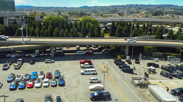 stock image San Francisco, California, USA. August 2, 2024. Elevated highways and parking areas surround San Francisco International Airport.