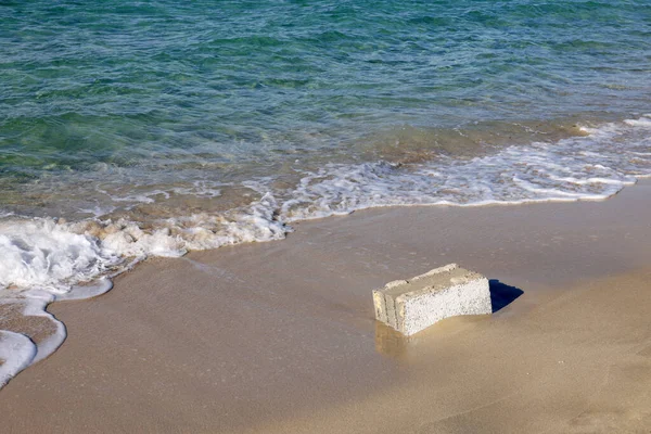 Пляж Біля Моря Апулії Італія Смарагдово Зеленою Морською Водою Блакитним — стокове фото