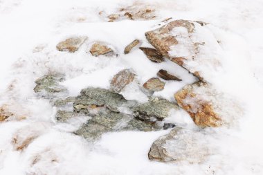 Taş dokusunda buz. Kış soyut geçmişi. Kar yüzeyi