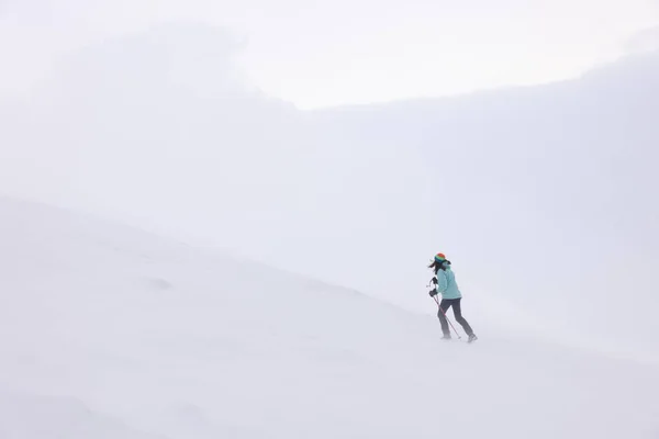 Winter Mountain Climbing Harsh Blizzard Conditions Parng Mountains Romania Europe — Stock Photo, Image