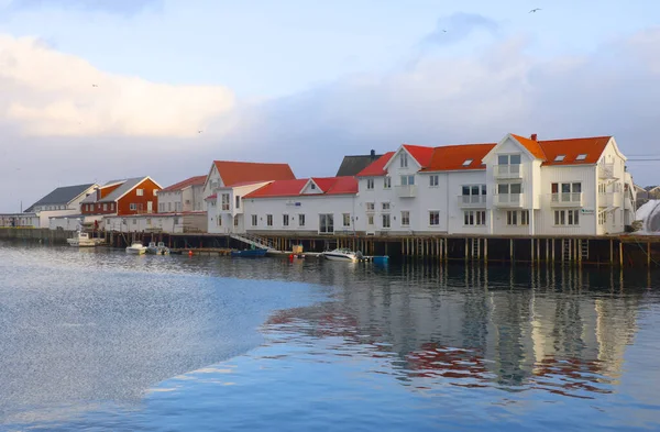 Henningsvaer Dorf Auf Den Lofoten Europa Schiffe Und Boote Hafen — Stockfoto