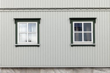 Svolvaer tatil beldesinin mimari ayrıntıları, Lofoten Takımadaları, Norveç, Avrupa