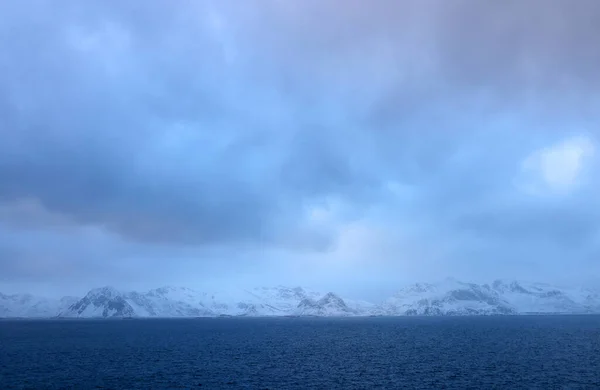 Luce Tempestosa Invernale Nell Arcipelago Lofoten Norvegia Europa — Foto Stock