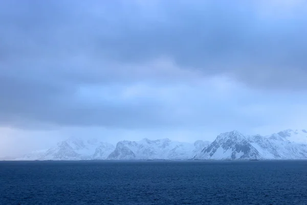 Зимовий Штормовий Вогник Архіпелазі Лофотен Норвегія — стокове фото