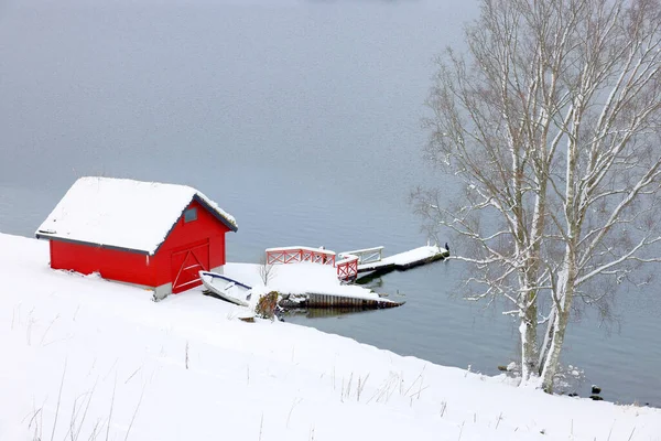 Zimní Krajina Hornindalsvatnet Holmoyane Norsko Evropa — Stock fotografie