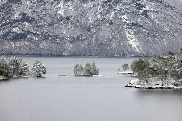 Winter Landscape Hornindalsvatnet Holmoyane Norway Europe — Stock Photo, Image