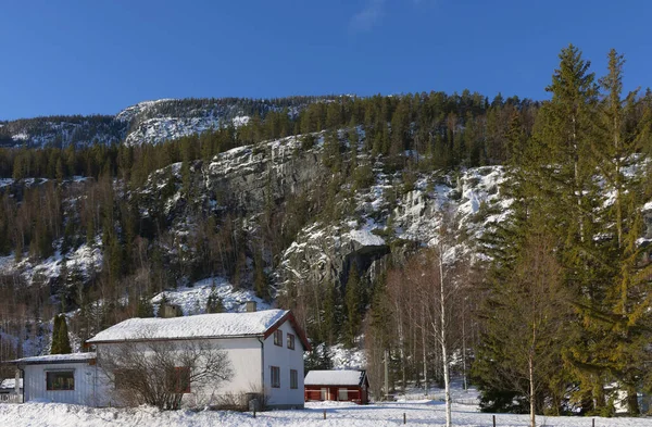 Vakantiehuisje Noorwegen Klein Noors Dorp Traditionele Noorse Architectuur — Stockfoto
