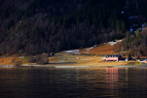 Bild Von Sogndalsfjora Stadt Ufer Des Sogndal Fjord Norwegen Europa — Stockfoto