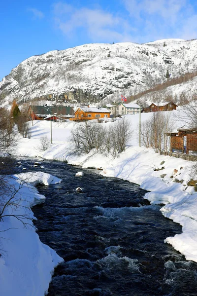 Paysage Hivernal Alpin Sur Route Hemsedal Norvège Europe — Photo