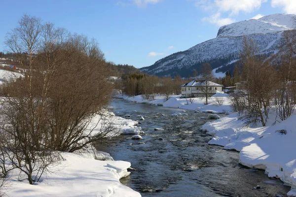 Paisagem Alpina Inverno Rota Hemsedal Noruega Europa — Fotografia de Stock
