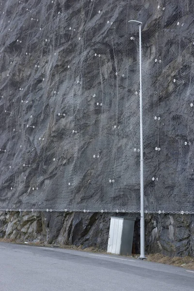 Bewehrung Der Felswand Mit Stahlnetz Das Tief Fels Verankert Ist — Stockfoto